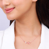 Rose Gold Pink Quartz Flower Necklace